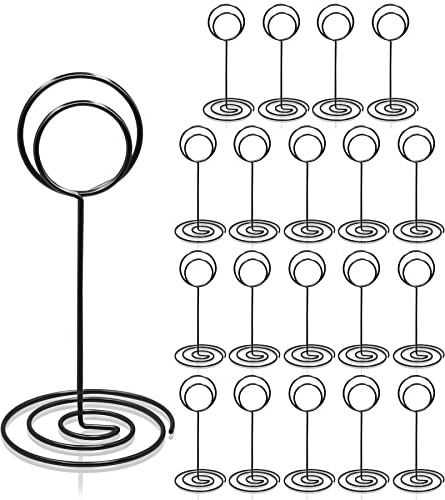 HomWanna Table Number Holders 20Pcs - 3.35 Inch Place Card Holder Table Number Stands for Wedding Party Graduation Reception Restaurant Home Centerpiece Decorations Office Memo Photo (Black)