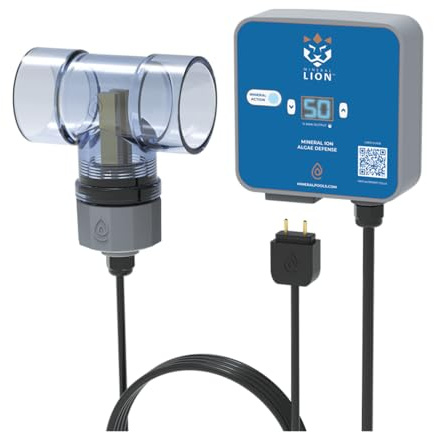 Mineral Lion Ionizzatore per piscina di ClearBlue Ionizer (40.000 galloni) | Minerali di rame e zinco; cella autopulente, installazione in linea; per tutte le condizioni solari; si installa in 30 minuti