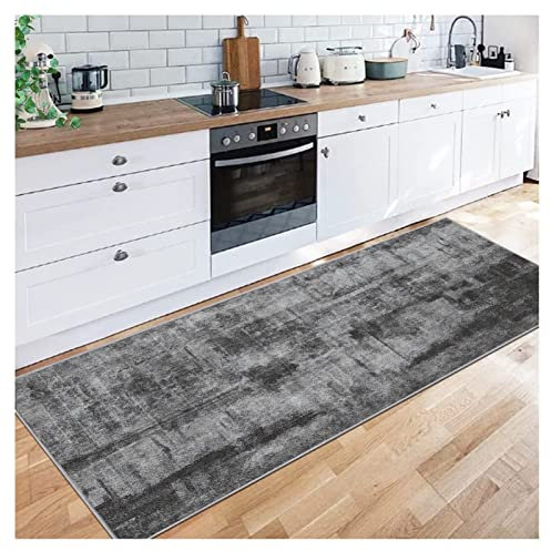 Siunwdiy Dunkelgrau Flur Läufer Teppich,100X300CM Küchenläufer rutschfest Schallschutz Türmatte, Fußboden Matte für Korridorhalle Küche Eingang Treppe, Cuttable Waschbar