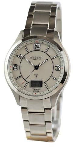 REGENT Montre solaire radio-pilotée en titane 1929.90.95, gris, Moderne