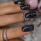 24 Pièces Faux Ongles Court Carrés Français Ongles à Coller Glossy Noir Brillant Acrylique Capsules Ongles Ballerine Acrylique Press on Nails pour Femmes et Filles Salons De Manucure