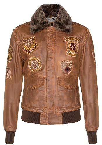 Infinity Leather Chaqueta de Aviador de Cuero Para Hombre con Insignia de la Fuerza Aérea Piloto Volador Bomber