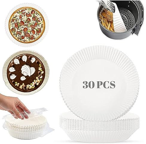 HOMESHOPA Cake Tin Liners, 30 Pack Non-Stick Siliconised Greaseproof Paper for Baking Fruit Cakes, Sponges, Pies, Tarts, Round Parchment Paper Air Fryer Liner, 16CM