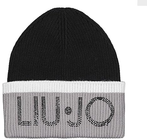 Liu Jo Berretto Donna Con Logo Strass Nero/Grigio C24LJ22 2F3018