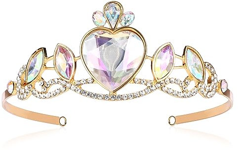 hengkaixuan Sparkly Aurora Borealis Strass Tiara Hochzeit Krone Braut Tiaras Prinzessin Tiara für Frauen Mädchen Kinder Geburtstag Party Haarschmuck Acryl Krone Kristall Tiara Kopfschmuck