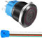 Gebildet Interruptor de Botón con Pestillo de Acero Inoxidable de 22mm 12-24V/5A Símbolo de Alimentación LED 1NO1NC SPDT ON Off Impermeable con Enchufe de Cable (LED Rojo/Carcasa Negra)
