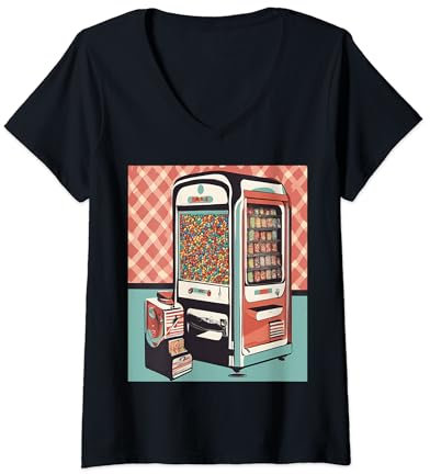 Retro Candy Dispenser Machine Graphic V-Neck T-Shirt