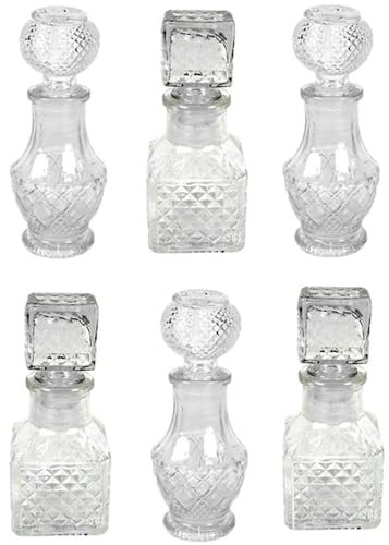 COSE DA CASA Bottiglia in vetro piccola set 6 bottigline 50 ml per liquore grappa vino con tappo ermetico boccetta trasparente