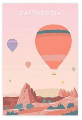 BoQari Cappadocia Poster, Türkei, Vintage-Reiseposter, Raumdekoration, Wanddekoration, Poster, Geschenk, Leinwand, Poster, Schlafzimmer, Dekoration, Sport, Landschaft, Büro, Raumdekoration, Geschenk,