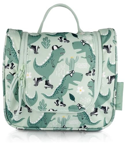 TA Trend Atelier Trousse de Toilette pour Enfants/Bébé, sans PFC, Déperlant, à Suspendre (Vert - Dino)