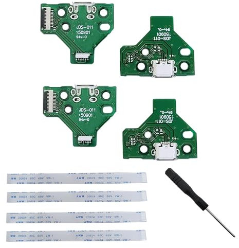 4 PZ Scheda di Interfaccia JDS-011 e 12 Pin Cavo Nastro Compatibile con PS4 Pro / PS4 Slim Controller Wireless Sostituzione Porta di Ricarica