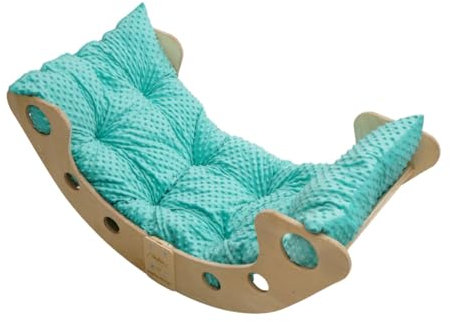 Skyline Kletterbogen mit Kissen Baby Kleinkind Kinder ab 1 Jahr Indoor Klettern Montessori Klettergerüst Holz Wippe Balancewippe Kletterdreieck Kletterwippe Holzwippe Kletterling Holzbogen XL Minze