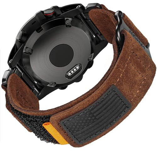 Armband für Garmin,Uhrenarmband Kompatibel mit Garmin Echtes Leder-Sportarmband für fēnix/Forerunner/Vivoactive/Approach/MARQ/quatix/D2 Series robustes Ersatzband für Männer