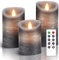AiiBowy Led Kerzen [3er Set] Flammenlose Kerze Echtwachs Flackernde Dimmbar mit Batterie Fernbedienung Weihnachtskerzen LED Flammen 4/5/6” Tischdeko, Wohnzimmer, Weihnachten, Hochzeit, Party （Grau）