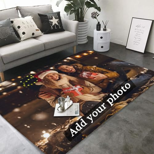 RoPox Benutzerdefinierte Teppiche, Fototeppich, Personalisierter Flanell Teppich für Ihren Eigenen Bereich, FußMatte mit Fotos und Text, Rutschfester, für Zuhause, Schlafzimmer, Büro, Waschbar