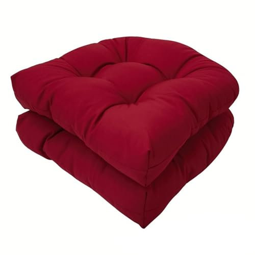 MIAOMI U-förmiges Korb-Sitzkissen, Terrassen-Außenkissen, Korb-Sitzkissen, 2er-Pack, 48 X 48 cm, Weiche, Wetterbeständige Terrassen-Außenkissen für Garten, Küche, Büro(Claret)