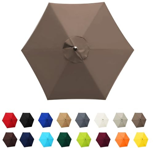 Garden Parasol Canopy Cover, 2m 2.30m 2.7m 3.0m Market Table Umbrella Canopy, patio umbrella replacement canopy,for Patio Market Table Umbrella Garden Parasol Canopy Cover(Dark top color,6ribs:2.7m/8.