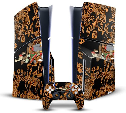 Head Case Designs Offizielle Looney Tunes Wile E. Coyote Graphics Und Charaktere Vinyl Haut Gaming Aufkleber kompatibel mit Sony PlayStation 5 PS5 Slim Disc Edition Console & DualSense Controller