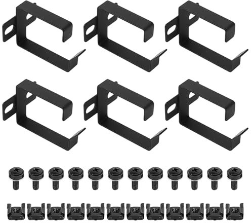 6 x Ganchos Anillas en D para organizar Cables, Soportes de Gestión de Cables para Rack de Servidor Vertical de 1U, Organizador de Cables para Racks/Gabinetes de Servidor de 19 (44 x 60 x 50mm)