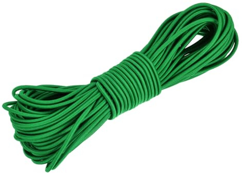 DMiotech 3mm Gummiseil 15 M Grün Bungeeseil Zeltstangengummi Rundes Elastisches Seil Kajakseil Dehnungsschnur Marineschweres Polyester Für DIY-Projekte Befestigungen