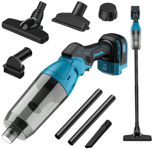 Aspiradora de mano con batería para Makita de 18 V, 10 kpa, aspiradora de mano con 4 boquillas, filtro HEPA, depósito de 600 ml, motor sin escobillas de 450 W, para coche, casa, pelo de animales, sin