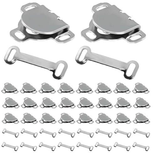 30 Sets Sewing Hooks and Eyes Closures, Copper Trouser Fasteners Hook and Bar Fastenings Practical Latch Sewing Pants Clips Snaps Clasp for Waist Clothes Clothing Skirts Bra