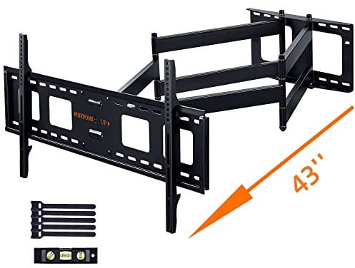 WHYFONE Soporte TV Pared con Brazo Articulado Extralargo de 1080 mm para Planas y Curvas de 50-100 Pulgadas, Soporte Pared TV de Giratorio Inclinable y Extensible, hasta 75 kg, VESA Máx 800x600 mm