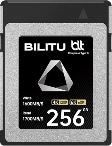 CFexpress B-Type 256GB Memory Card with up to 1700MB/s Read Speed and 1600MB/s Write Speed, Compatible with Nikon Canon Cameras, Suitable for 4K/8K/6K/12K Video Recording