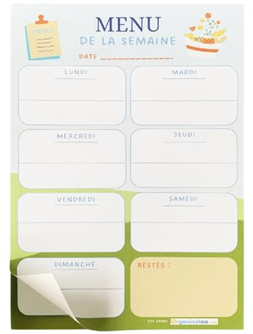 Wochenmenüblock - Wochenplaner - A5 Familienessenplaner - Tagesplaner 50 Seiten