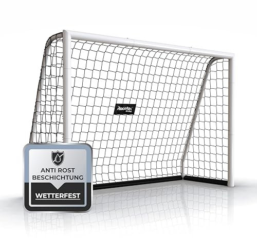 Racetex Fussballtore für Garten Kinder und Erwachsene [ENORM ROBUST] - Fußballtor Kinder mit Stabiler Stahlrahmen Front - Fußballtore inkl. Edelstahl Erdanker - Das Perfekte Tor für den Garten 240
