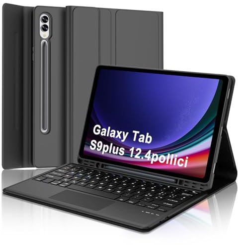 Samsung Galaxy Tab S10 Plus 2024, Galaxy Tab S9/S9FE Plus 12.4 Cover with Tastiera Bluetooth Italiano Touchpad Rimovibile for S10+/S9+/S9 FE+ 12.4 Pollici 2023/2024, Nero