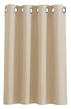 PONY DANCE Biscotti Beige Thermal Insulated Curtain for Bedroom, Single Panel 42 x 36 Inch Short Eyelet Privacy Door Curtain & Drape for Window Home Decor, Living Room, Kitchen