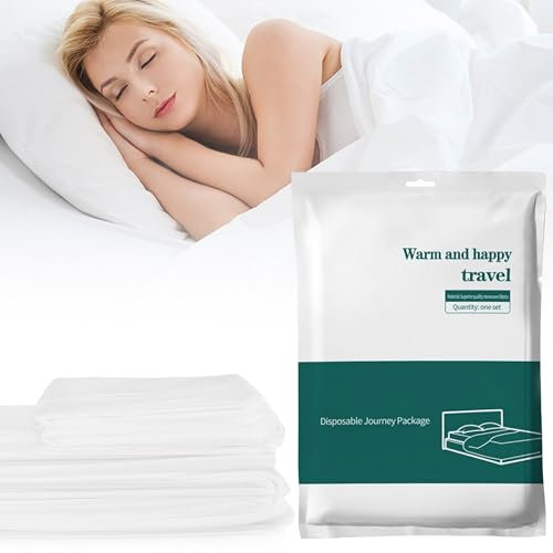 Nanaborn Einweg Bettwäsche Set für Reise 4 Stück Disposable Bed Sheets for Travel Hotels Einmal Vliesstoff Bettlaken,Kissenbezug und Bettbezug (220×240cm)