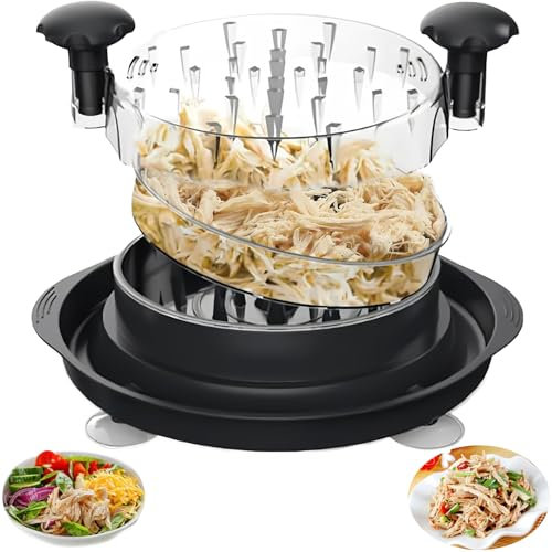 Trituradora Pechuga Pollo 20.5cm con Tapa Transparente & Base Antideslizante, Desmenuzador Carne Grande para Lavavajillas, Picadora Alimentos Manual Trituración Facilitar Mango Ergonómico para Cerdo