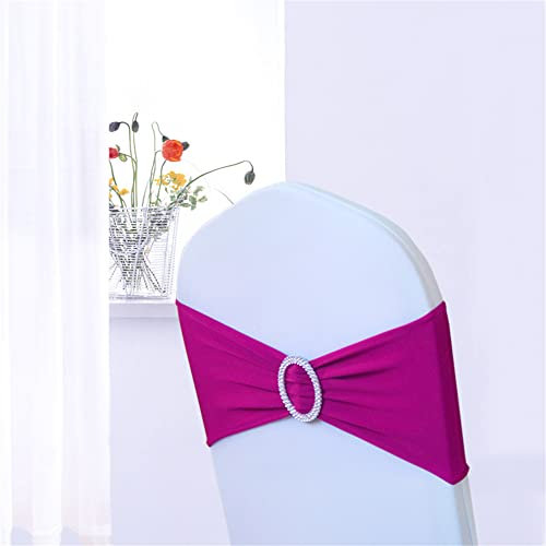 Fucsia - Fasce elastiche per sedie con fibbia, 40 pezzi, coprisedia e fiocchi in spandex per matrimoni, feste, eventi, accessori per sedie in lycra