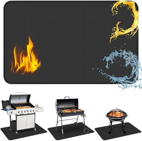 Tappetino Ignifugo Tappetino Barbecue 180 x 100cm, Tappetino Protettivo per il Pavimento, Tappetini per Griglia Riutilizzabile per Barbecue, Camino, Pavimento, Prato e Campeggio