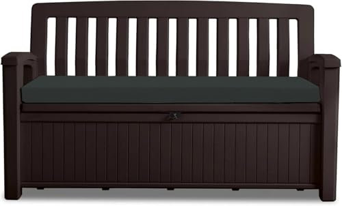 Waterproof Garden Bench Cushion 128x50x5cm Outdoor Bench, Eden & Storage Bench Seat Pad Only Extra Thick Swing Bench Patio Furniture Pads Durable & Easy to Clean Removable Cover (Charcoal)