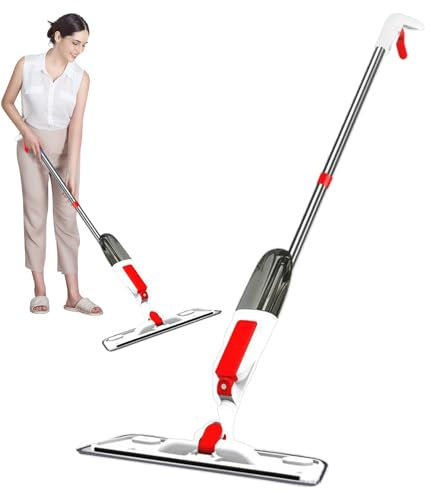 Mopa de piso con spray de precisión, herramienta de limpieza multifuncional, de fregado sin contacto de 15.7 x 4.33 pulgadas, botella desmontable recargable, mango ergonómico ligero para el