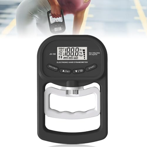 Medidor de fuerza de mano digital: 396 lb/180 kg, medidor de fuerza de agarre electrónico, pantalla LED Grip Strength Trainer, dinamómetro con cable de carga USB, medición de fuerza de agarre digital