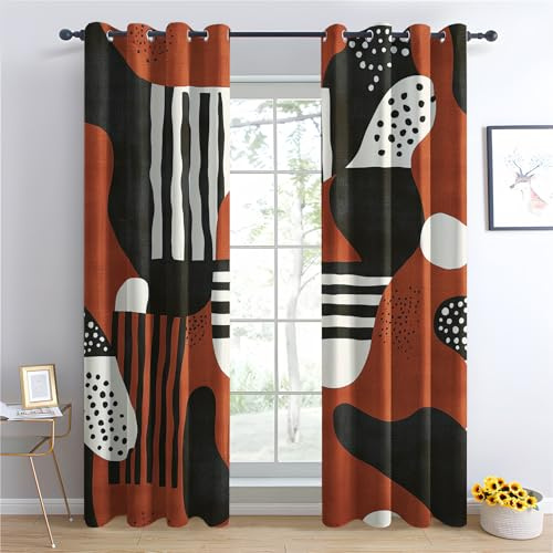 Luxfieo Abstrakt Vorhänge Boho Modern Geometrisch Vorhang Blickdicht Gardinen Verdunklungsvorhänge mit Ösen Thermovorhang für Wohnzimmer Schlafzimmer Kinderzimmer Fenster Deko 2er Set H 245 x B 140 cm