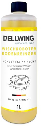 Nettoyant pour robot laveur Dellwing 1 l, concentré pour tous les robots laveurs, nettoyant pour tous les sols, parfum cerise, fabriqué en Allemagne