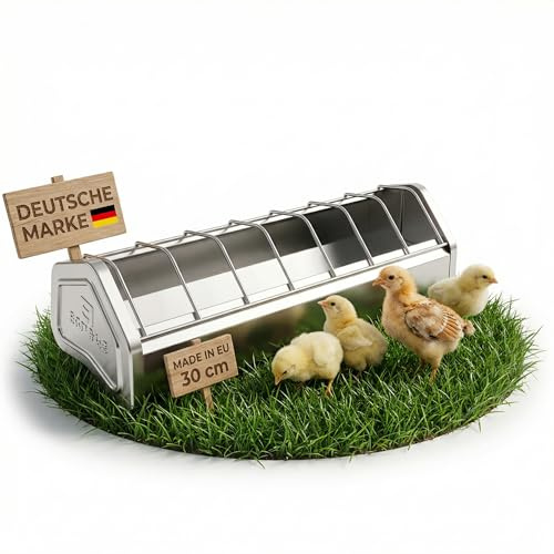 Küken-Futtertrog 30cm, Geflügelfutterspender verzinkt | Für Küken, Enten & Wachteln, abgerundete Kanten, verletzungssicher, leicht zu befüllen, EU hergestellt