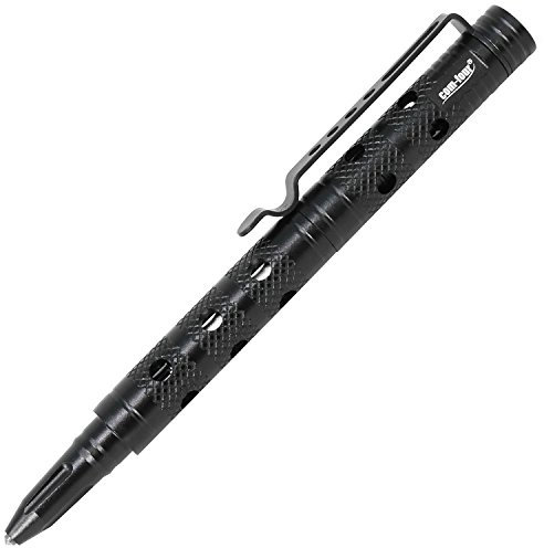 com-four® Tactical Kubotan Pen CFB7 Kugelschreiber in schwarz, Mehrzweckstift aus Flugzeug Aluminium - für Jede Extremsituation (1 Stück - schwarz)