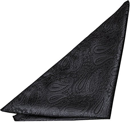 DQT Men Paisley Floral Black Pocket Square
