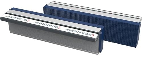 SCANGRIP | Magnet-Schraubstockbacken | geriffelte Schutzbacken aus Polyurethan | 1 Paar | Backenbreite 150 mm