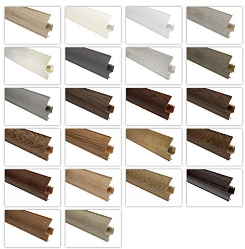LEMAL Sockelleisten und Zubehör - PVC Fußleisten 65x23mm mit Kabelkanal - (1 Endkappe links, 8649 Holzoptik Birne) Laminat Abschluss Bodenbelag