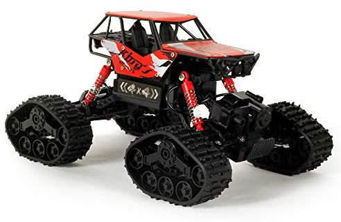 TURBO CHALLENGE - 4X4 Chenille - Extreme 4x4-090188 - Voiture Télécommandée - Rouge - 1/16 - Prêt à Rouler - Batterie Rechargeable et Piles incluses - Métal - À Partir de 6 Ans