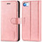 TUCCH Case for iPhone SE 2022 5G/iPhone SE 2020/iPhone 8/7 (4.7), Magnetic PU Leather Wallet Stand Folio Cover with[Shockproof TPU][Cash Card Holders] Compatible with iPhone SE3/SE2/8/7, Rose Gold
