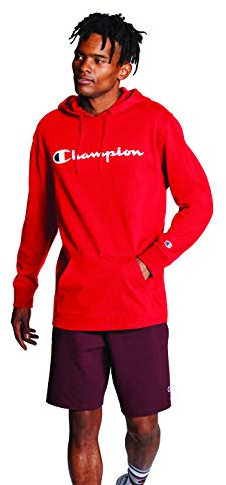 Champion Men's, Midweight, Soft and Comfortable T-Shirt Hoodie, Scarlet Script, S