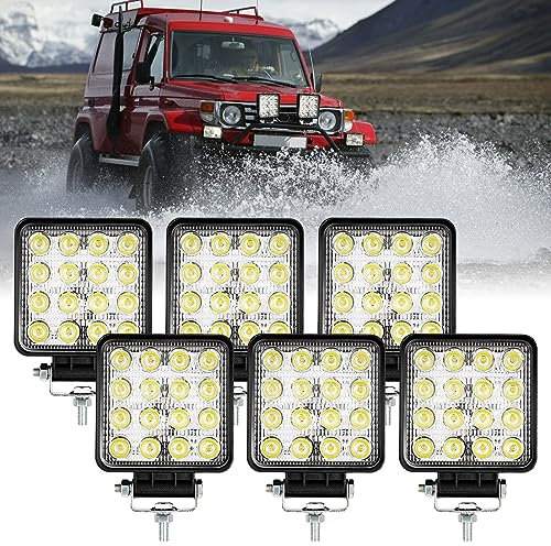 SWANEW LED Arbeitsscheinwerfer 48W Zusatzscheinwerfer 4320LM Scheinwerfer 12V Arbeitslicht Flutlicht Wasserdicht IP67 Arbeitslicht(6 Stück)